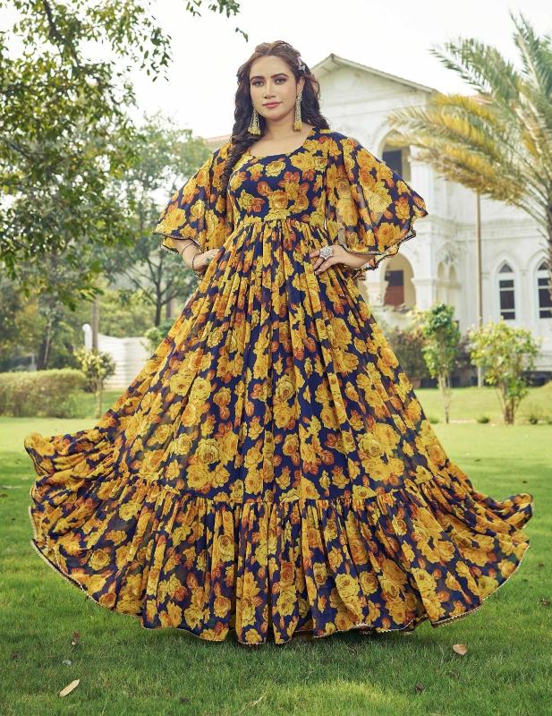 pr maahi popular design fully stitch georgette anarkali long gown exports 