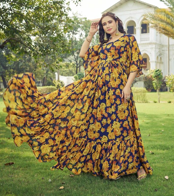 pr maahi popular design fully stitch georgette anarkali long gown exports 