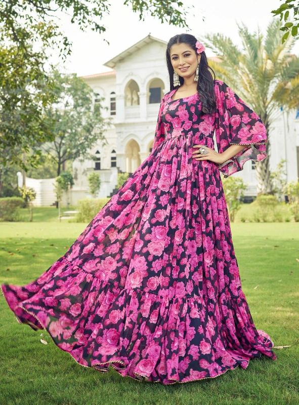 pr maahi popular design fully stitch georgette anarkali long gown exports 