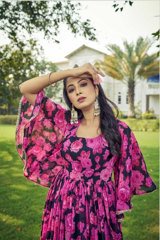 pr maahi popular design fully stitch georgette anarkali long gown exports 