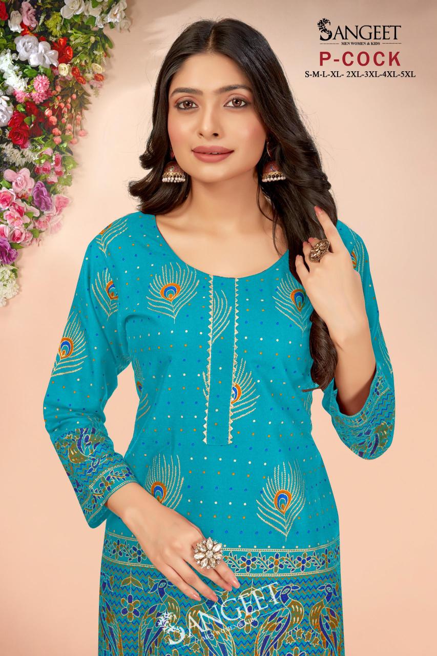 pr p-cock hi design rayon gold full stitch plus size short kurtis exports 