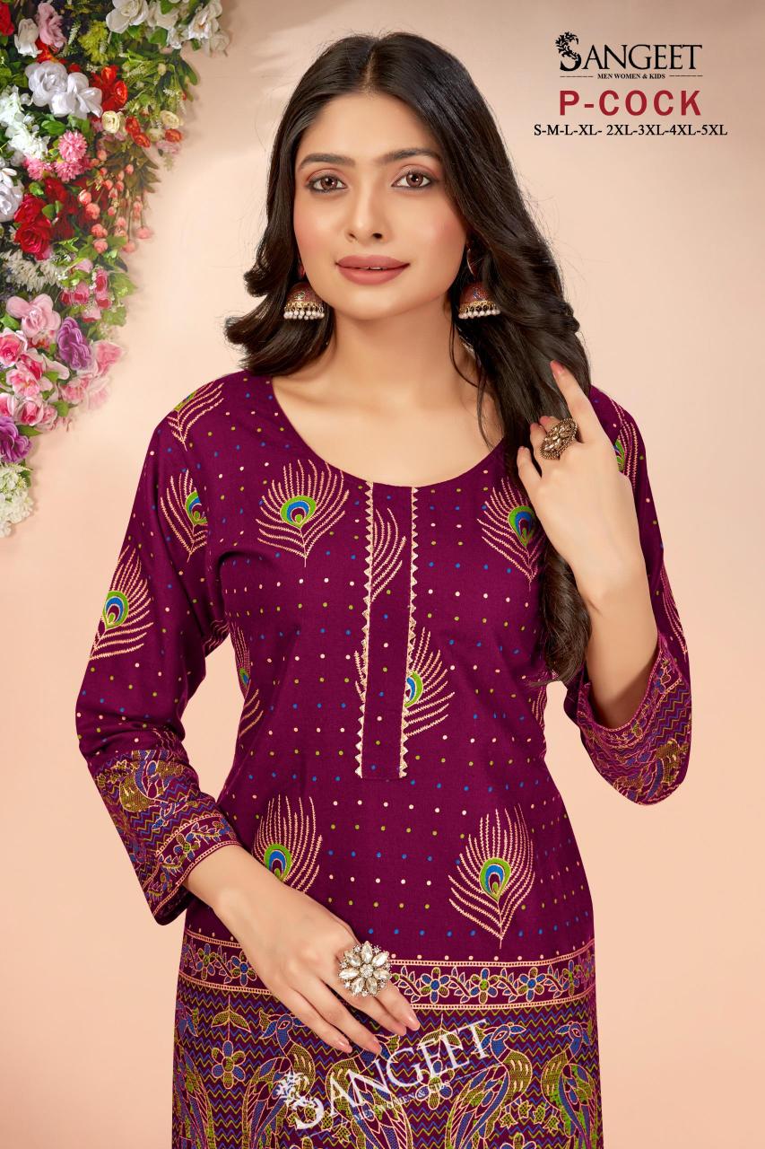 pr p-cock hi design rayon gold full stitch plus size short kurtis exports 
