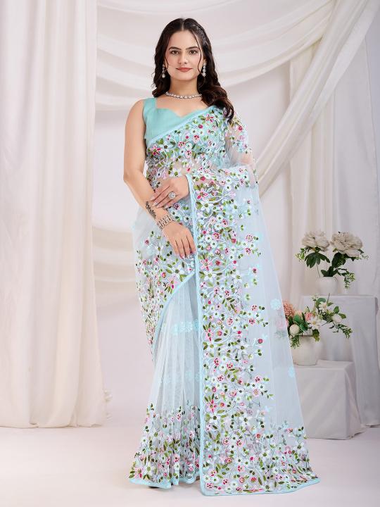 pr vaamika 21 soft net colour addition casual saree for women