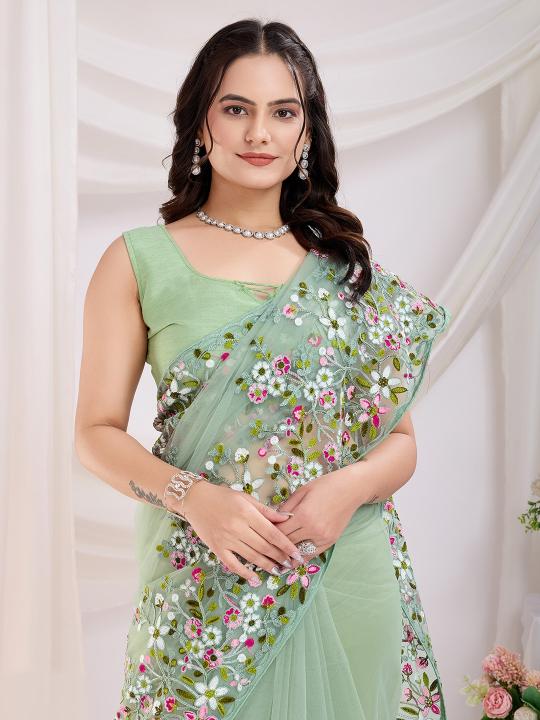 pr vaamika 21 soft net colour addition casual saree for women