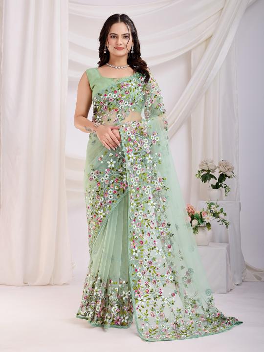 pr vaamika 21 soft net colour addition casual saree for women