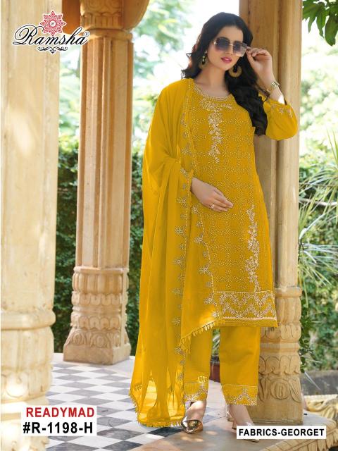 r 1198 nx by ramsha readymade embroidery work georgette pakistani suit supplier 