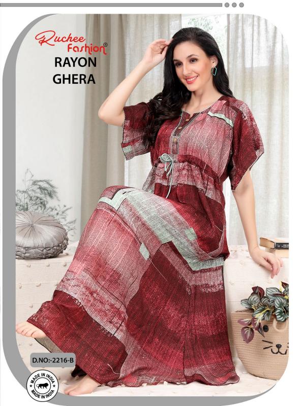 ruchee fashion rayon ghera fancy selves hit design unique colours women nighty 