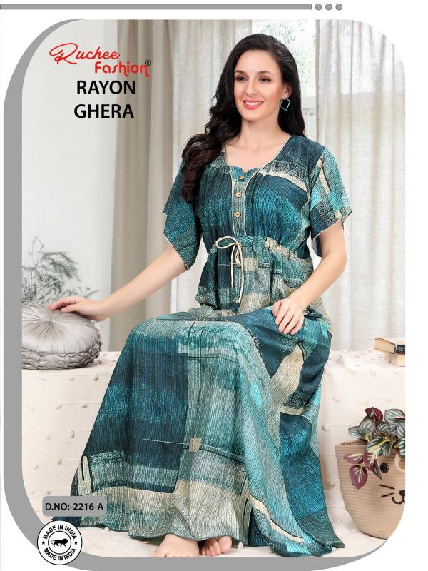 ruchee fashion rayon ghera fancy selves hit design unique colours women nighty 