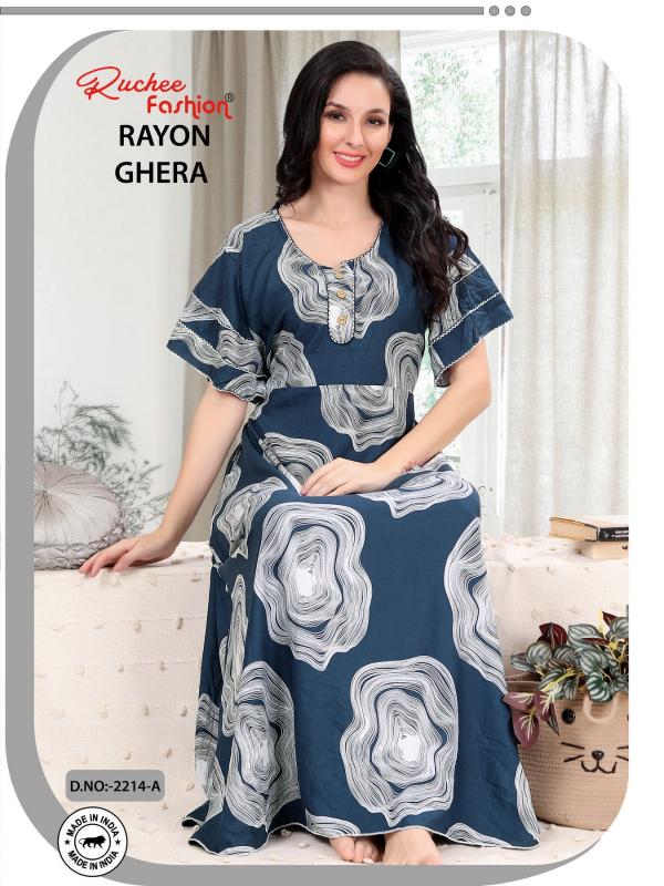 ruchee fashion rayon ghera fancy selves hit design unique colours women nighty 