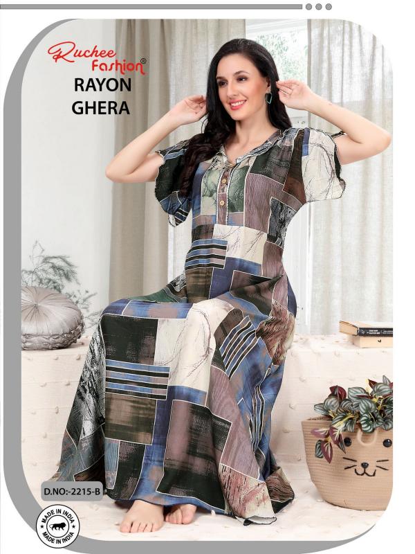 ruchee fashion rayon ghera fancy selves hit design unique colours women nighty 