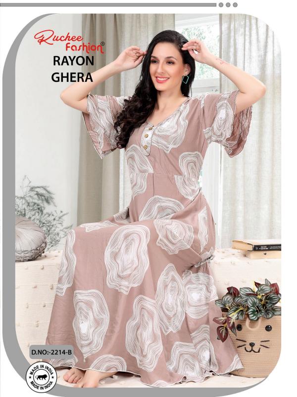 ruchee fashion rayon ghera fancy selves hit design unique colours women nighty 