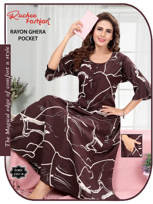 ruchee fashion rayon ghera fancy selves hit design unique colours women nighty 
