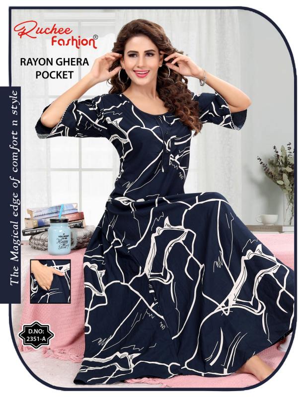 ruchee fashion rayon ghera fancy selves hit design unique colours women nighty 