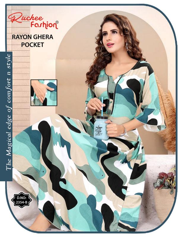 ruchee fashion rayon ghera fancy selves hit design unique colours women nighty 