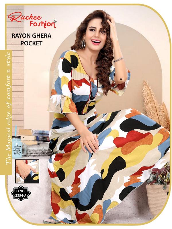 ruchee fashion rayon ghera fancy selves hit design unique colours women nighty 