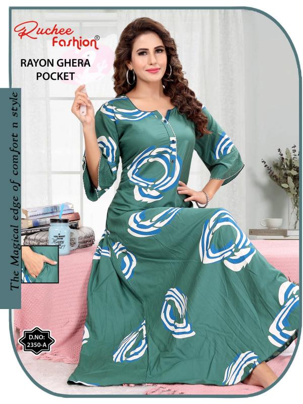 ruchee fashion rayon ghera fancy selves hit design unique colours women nighty 