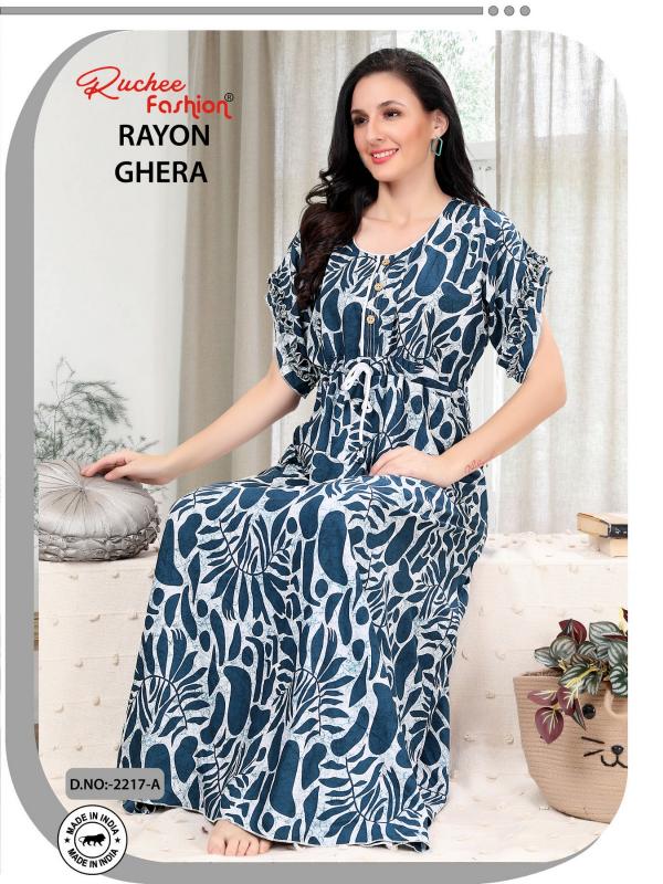 ruchee fashion rayon ghera fancy selves hit design unique colours women nighty 
