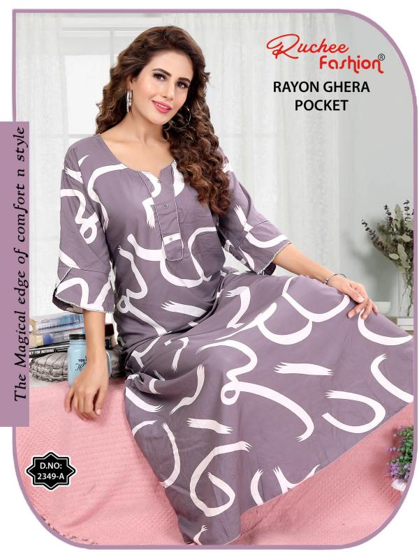 ruchee fashion rayon ghera fancy selves hit design unique colours women nighty 