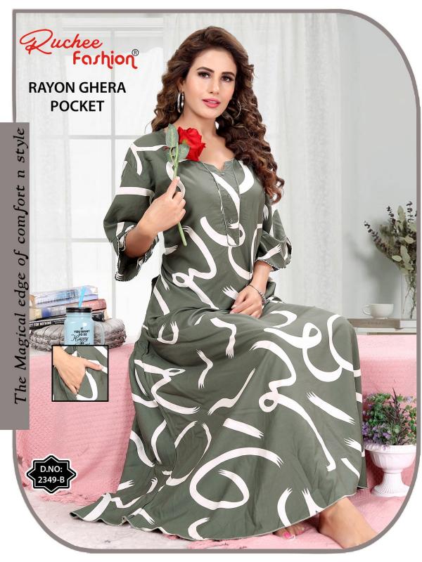 ruchee fashion rayon ghera fancy selves hit design unique colours women nighty 