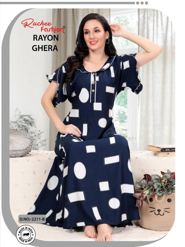 ruchee fashion rayon ghera fancy selves hit design unique colours women nighty 