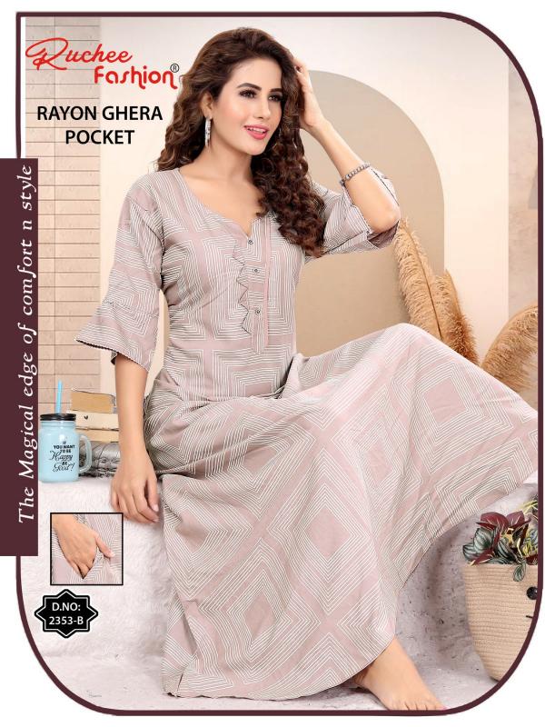 ruchee fashion rayon ghera fancy selves hit design unique colours women nighty 