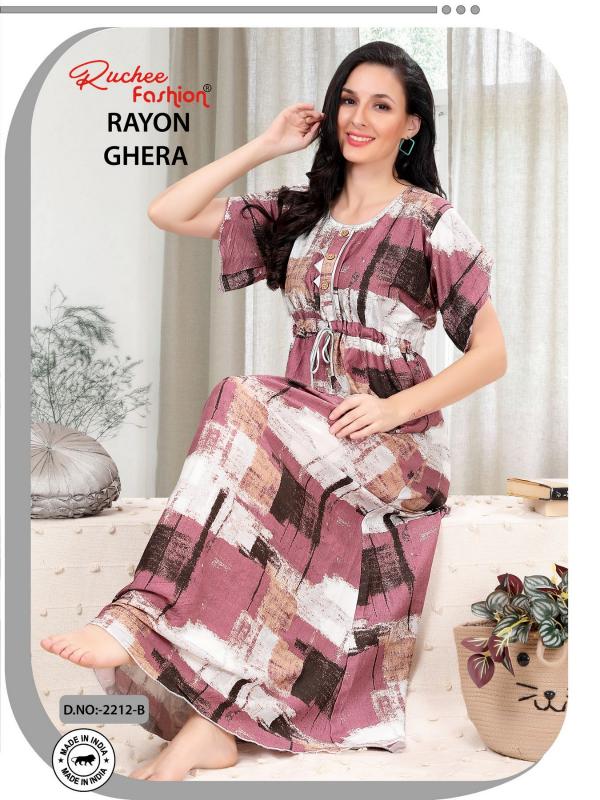 ruchee fashion rayon ghera fancy selves hit design unique colours women nighty 