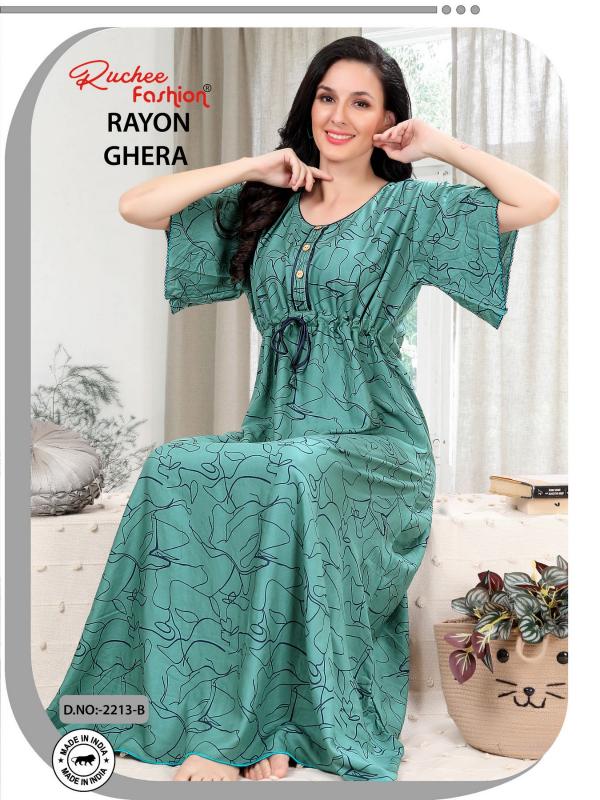 ruchee fashion rayon ghera fancy selves hit design unique colours women nighty 