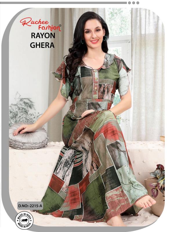 ruchee fashion rayon ghera fancy selves hit design unique colours women nighty 