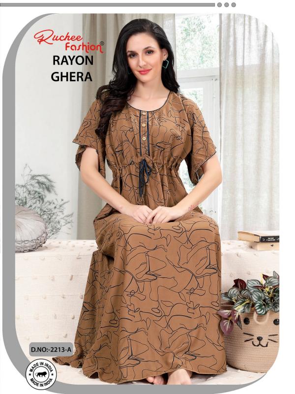 ruchee fashion rayon ghera fancy selves hit design unique colours women nighty 