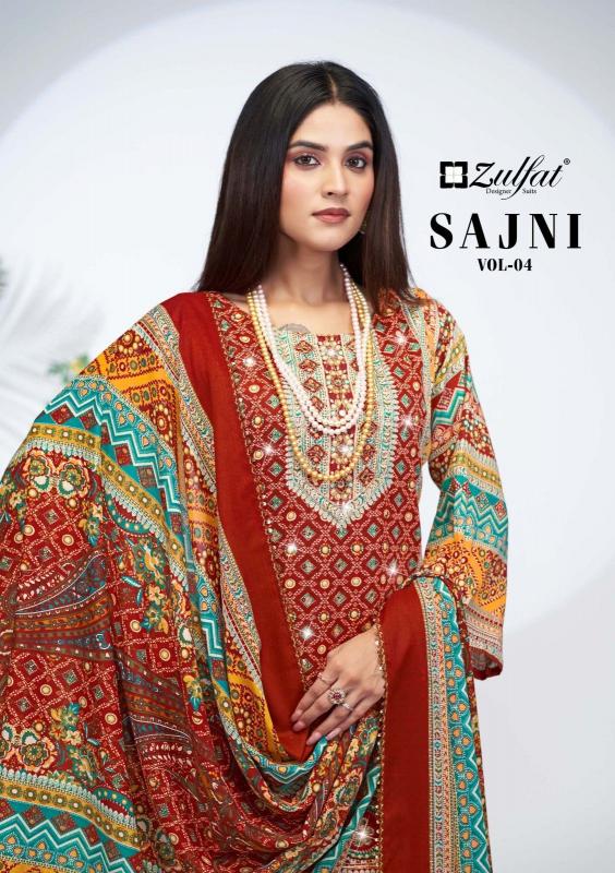 zulfat sajni vol 4 jam cotton pretty look pakistani full stitch big size suit online 