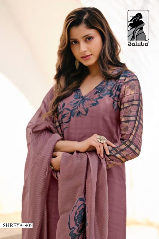 sahiba launch shreya viscose simmer amazing print dress material supplier 