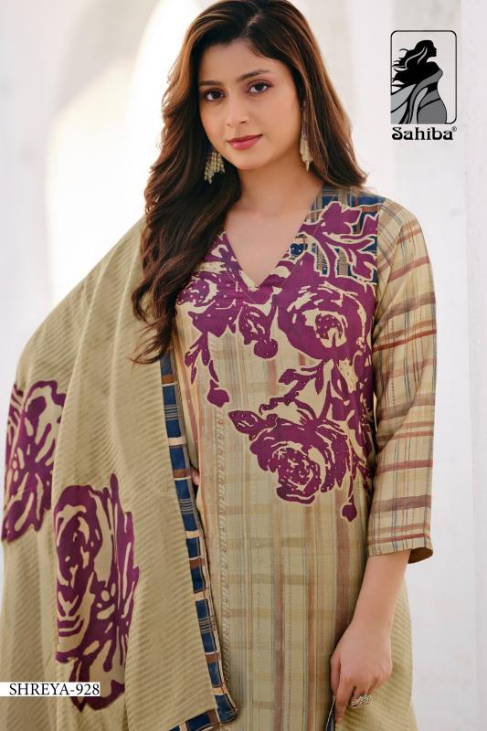 sahiba launch shreya viscose simmer amazing print dress material supplier 