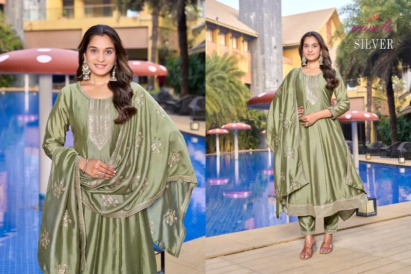 aanchi silver vichitra silk fully stitch modern salwar suit set online 