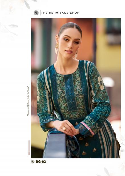 BAGH VOL 2 BY THE HERMITAGE JAM SATIN FANCY DRESS MATERIALS