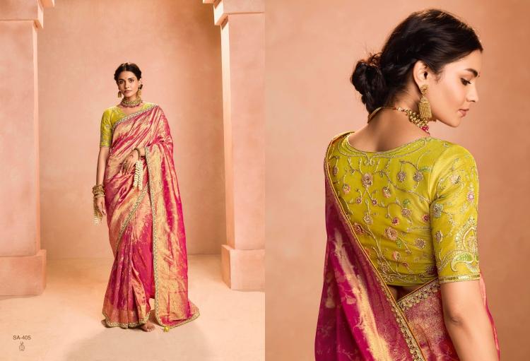 kimora sindhuri utsav tissue silk designer weaving work saree exports 