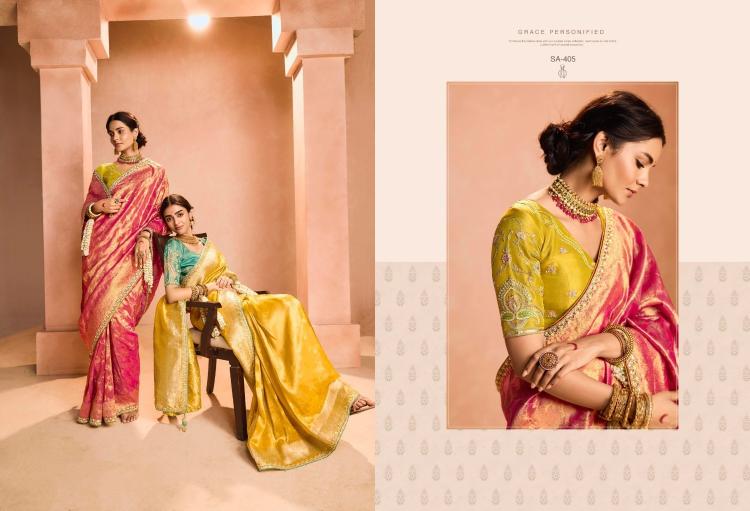 kimora sindhuri utsav tissue silk designer weaving work saree exports 