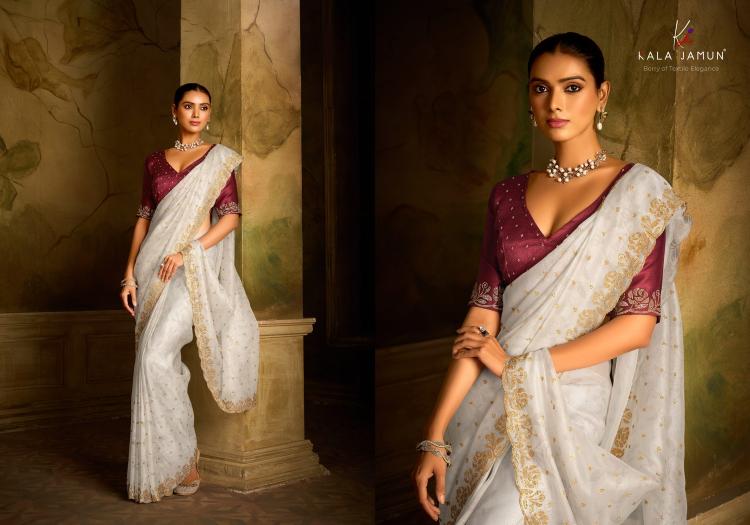 kala jamun launch vaani organza amazing siroski work sarees wholesaler 