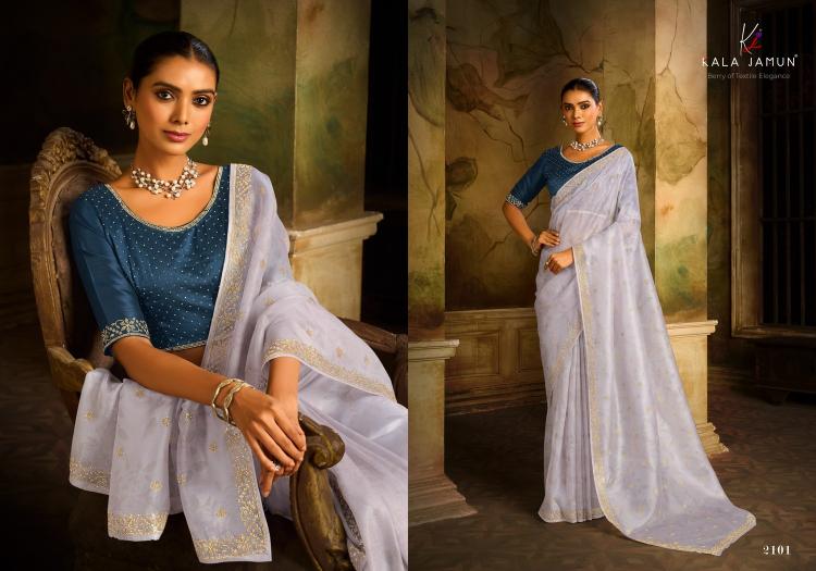 kala jamun launch vaani organza amazing siroski work sarees wholesaler 