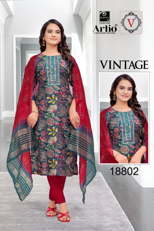 vintage by veda kapil trendz vertigan print readymade trendy combo salwar suit 