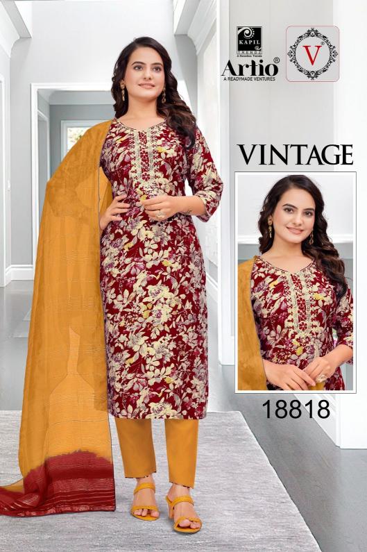vintage by veda kapil trendz vertigan print readymade trendy combo salwar suit 