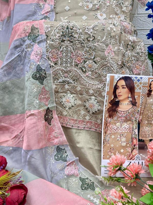 abeela by zaha 10326 organza modern pakistani dress material exports 