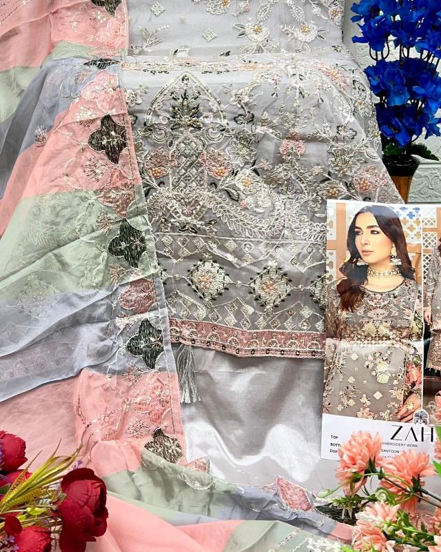 abeela by zaha 10326 organza modern pakistani dress material exports 