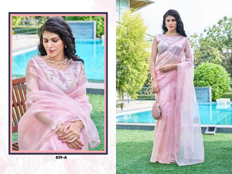 mehek 839a- 839e organza party wear shop glamorous styles sarees 