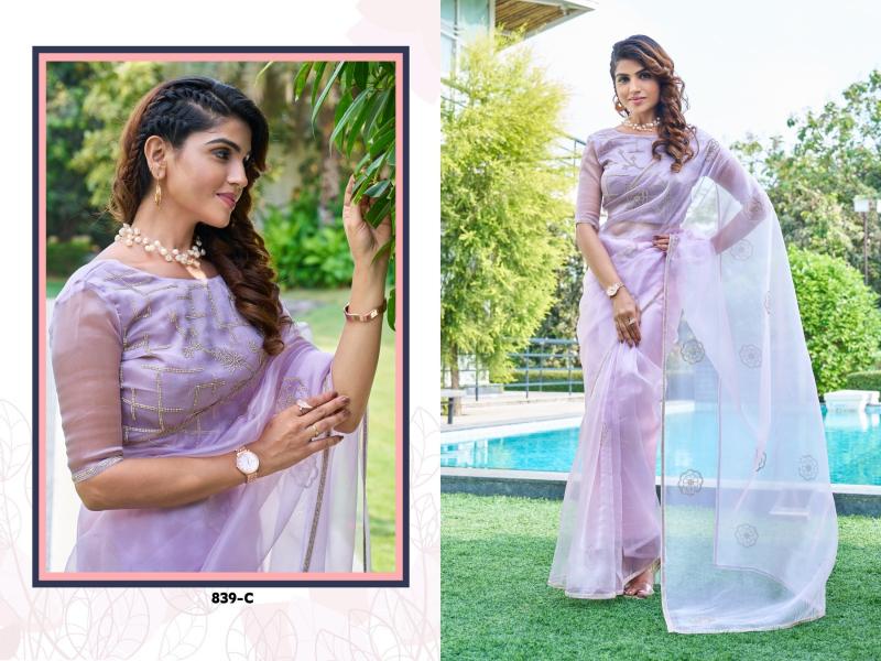 mehek 839a- 839e organza party wear shop glamorous styles sarees 