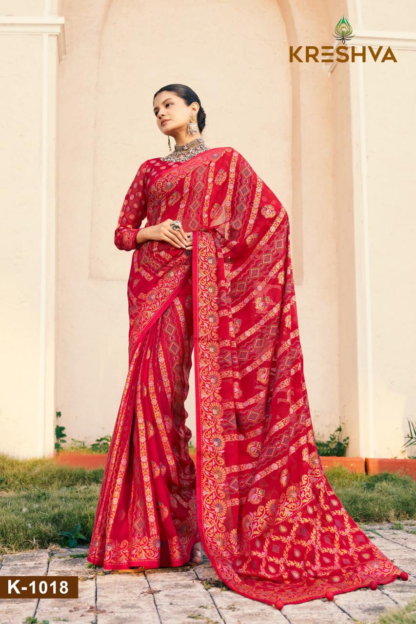 kreshva akshara georgette elegant style saree with blouse 