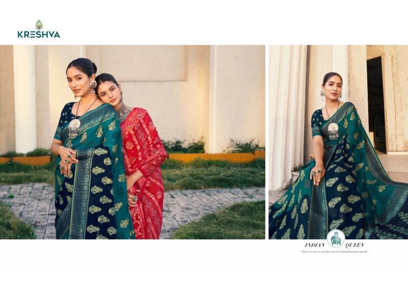 kreshva akshara georgette elegant style saree with blouse 