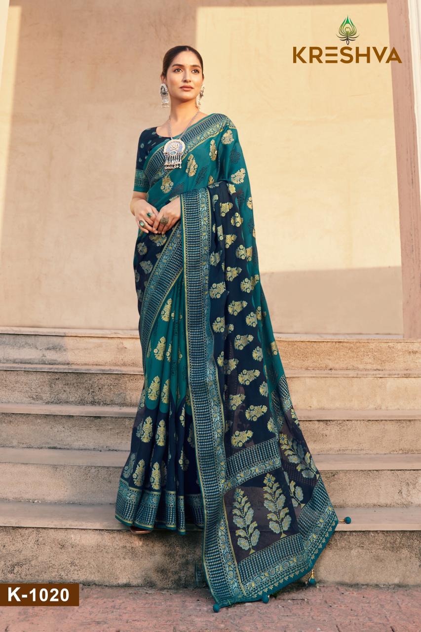 kreshva akshara georgette elegant style saree with blouse 