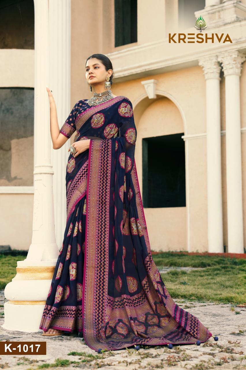 kreshva akshara georgette elegant style saree with blouse 