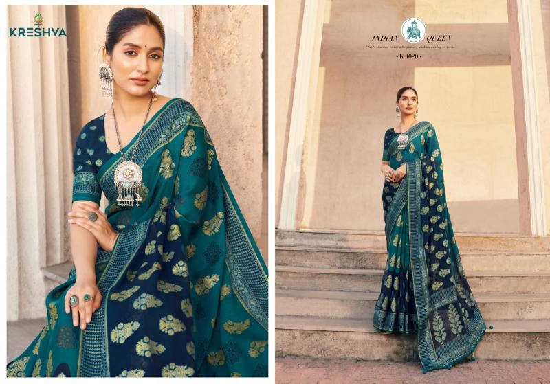 kreshva akshara georgette elegant style saree with blouse 