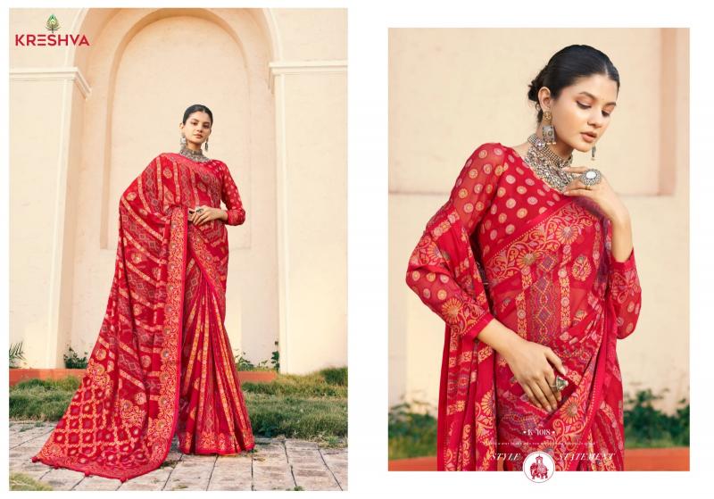 kreshva akshara georgette elegant style saree with blouse 